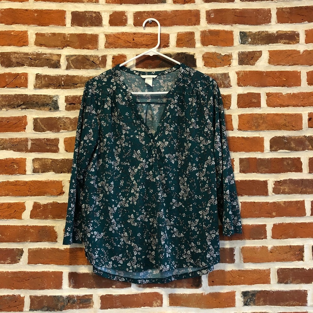 Floral & Green Patterned Blouse